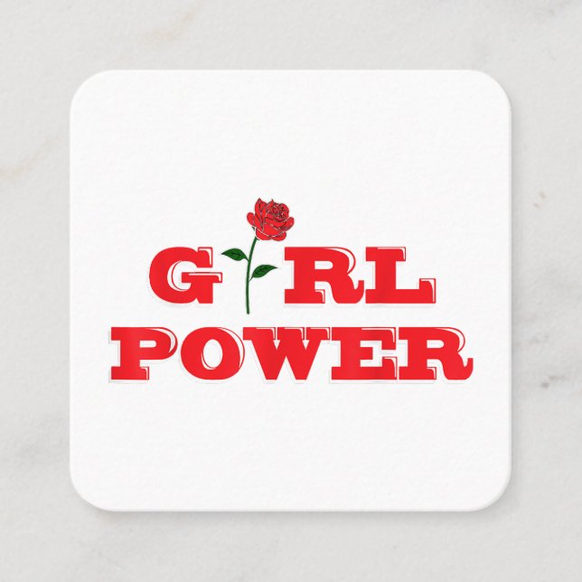 Girl Power T-Shirt - Fantastisk Kvinnor, feminist Fyrkantigt Visitkort (Framsida)