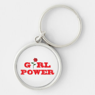Girl Power T-Shirt - Fantastisk Kvinnor, feminist Rund Silverfärgad Nyckelring