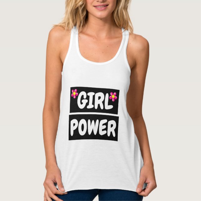 GIRL POWER T-Shirts Linne Med Racerback (Framsida)