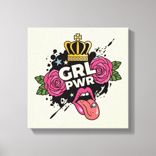 Girl Power Tattoo Stil Canvastryck (Framsida)