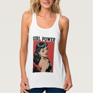 GIRL POWER Vintage Dam T-shirts Linne Med Racerback