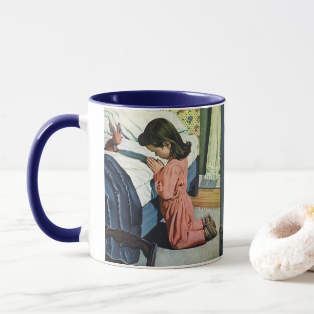 Girl Praying at Bedtime, the Lord's Prayer Mugg (Med munk)