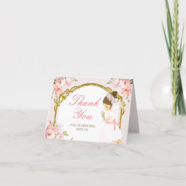 Girl Praying Guld First Heliga Communion Foldad Tack Kort