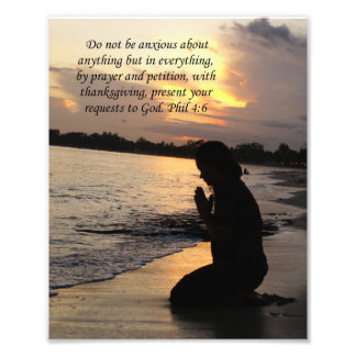 Girl Praying Phillipians 1:6 Bible Verse Print Fototryck
