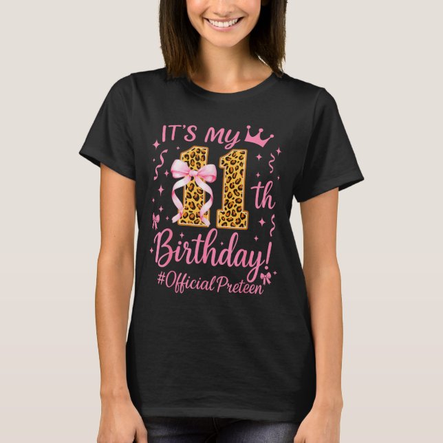 Girl Preteen Nk Coquette Bow Its My 11th Birthday  T Shirt (Framsida)
