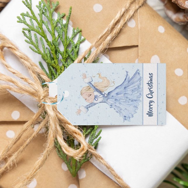 Girl Princess Enchanted Snöflingor Presentetikett (Skapare uppladdad)