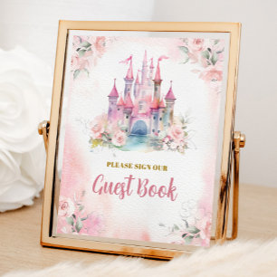 Girl Princess Royal Castle 5th Birthday Guest Bok Poster