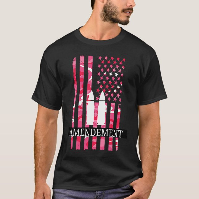 Girl Pro Gun Second Amendment  2A patriot American T Shirt (Framsida)