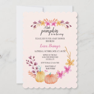 Girl Pumpkin Baby Shower Inbjudningar