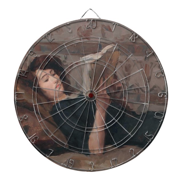 Girl Reading a Bok (Reclining on a Divan) Darttavla (Framsidan)