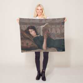 Girl Reading a Bok (Reclining on a Divan) Fleecefilt