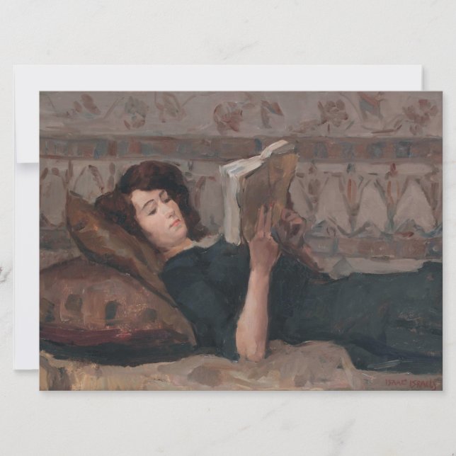 Girl Reading a Bok (Reclining on a Divan) Kort (Framsida)