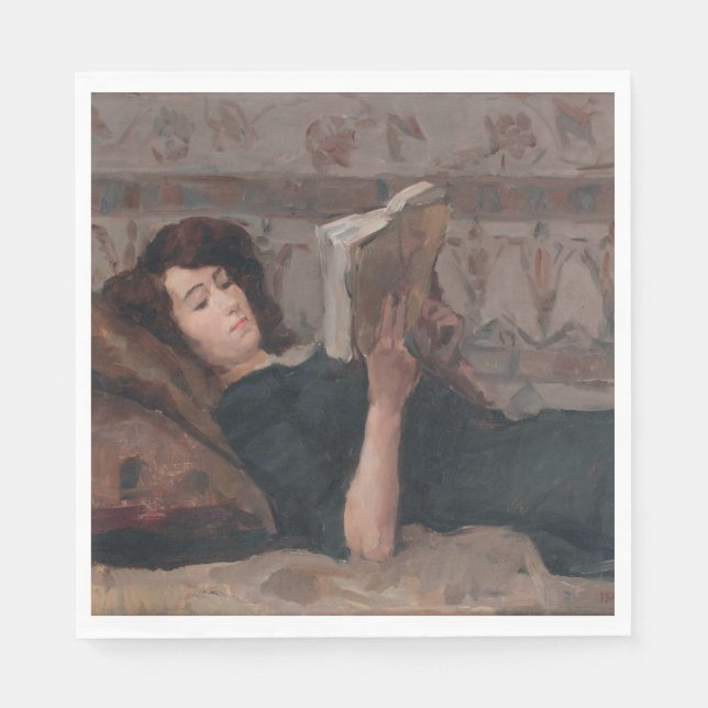 Girl Reading a Bok (Reclining on a Divan) Pappersservett (Framsidan)