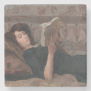 Girl Reading a Bok (Reclining on a Divan) Stenunderlägg