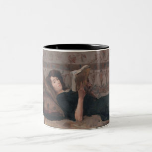 Girl Reading a Bok (Reclining on a Divan) Två-Tonad Mugg