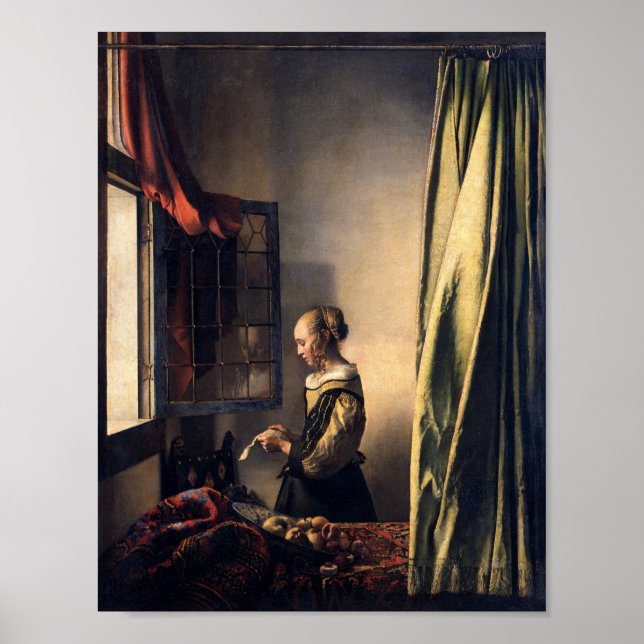Girl Reading a Brev by Johannes Vermeer Art Poster (Framsidan)