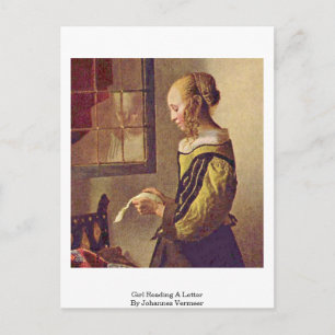 Girl Reading A Brev by Johannes Vermeer Vykort
