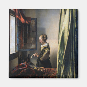 Girl Reading a Brev vid Open Window, Vermeer Magnet