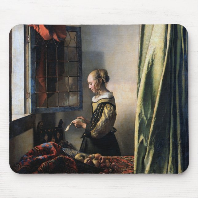 Girl Reading a Brev vid Open Window, Vermeer Musmatta (Framsidan)