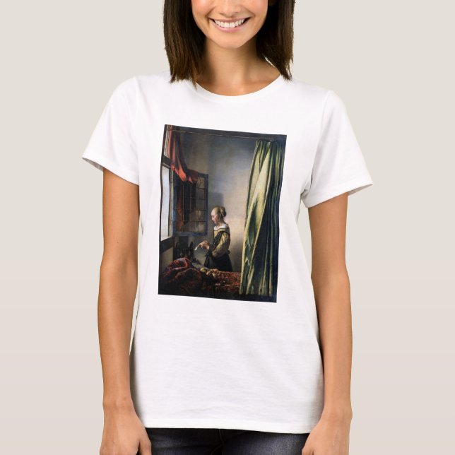 Girl Reading a Brev vid Open Window, Vermeer T Shirt (Framsida)