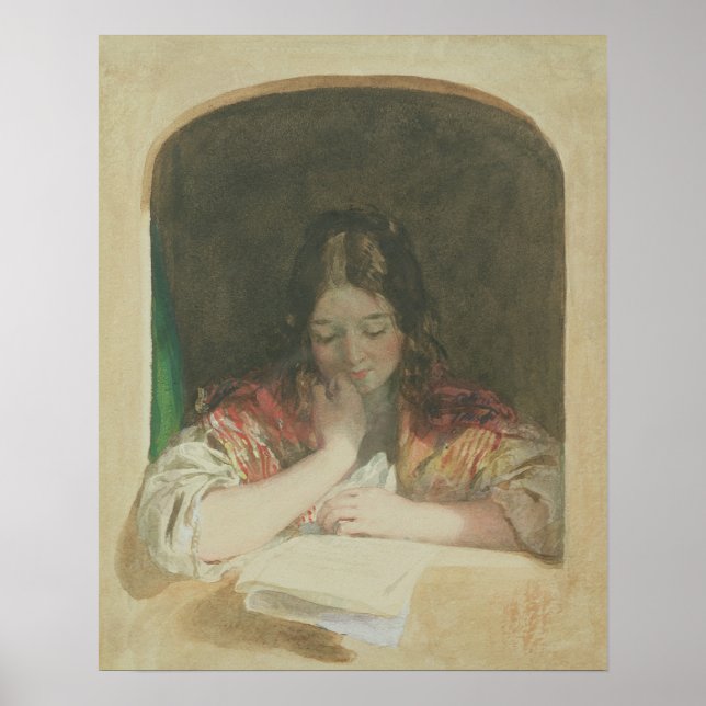 Girl Reading at a Window, 1800 Poster (Framsidan)