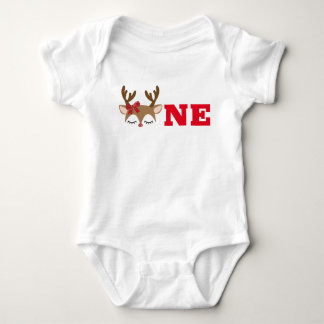 Girl Reindeer First Birthday Top Bodydress T Shirt