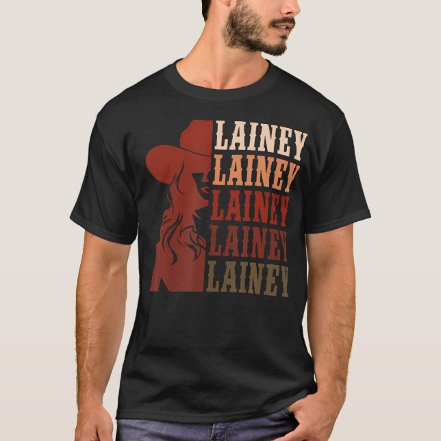 Girl Retro First Namn Lainey Personlig Cowgirl T Shirt (Framsida)