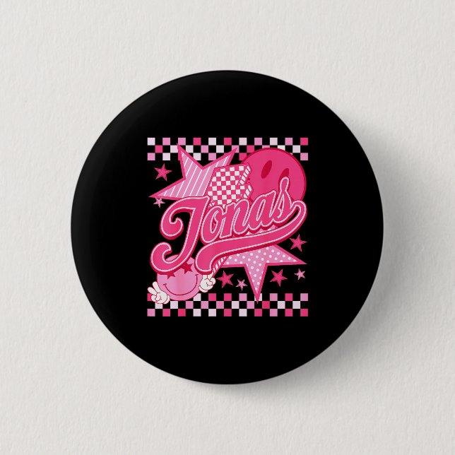 Girl Retro Jonas Groovy Flower First Name D 80's  Knapp (Framsida)