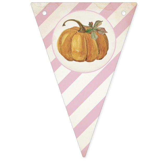 Girl Retro Little Pumpkin Birthday Bunting Vimplar (Första flaggan)