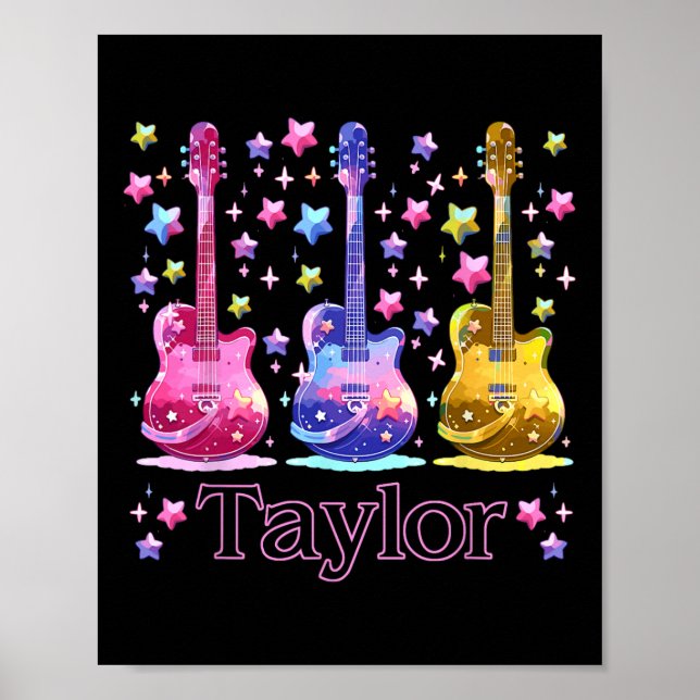 Girl Retro Taylor First Namn Personlig Groovy 8 Poster (Framsidan)