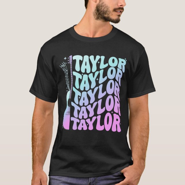 Girl Retro Taylor First Namn Personlig Groovy T Shirt (Framsida)