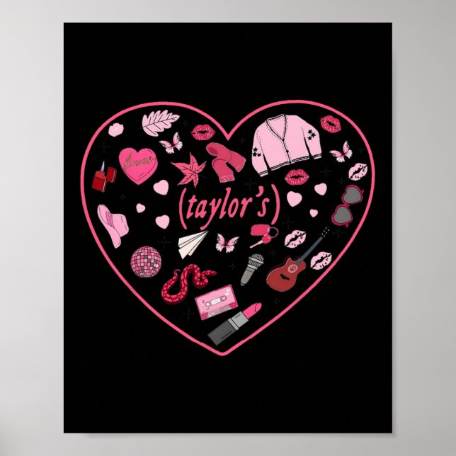 Girl Retro Taylor First Namn Personlig Valentin Poster (Framsidan)