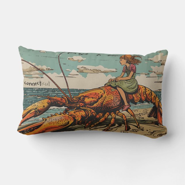 Girl Rides Lobster Dekorativ kudde (Baksida)