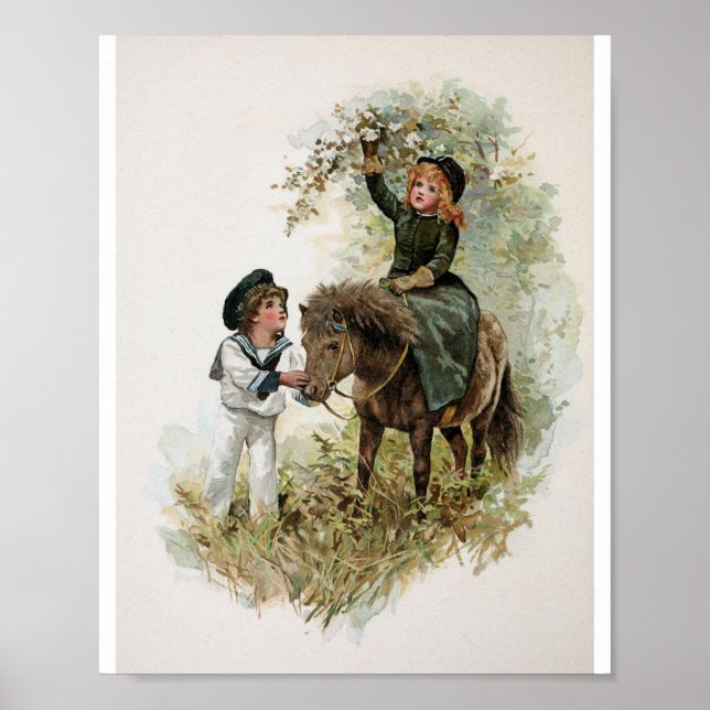 Girl Rides Shetland Pony Vintage Poster (Framsidan)