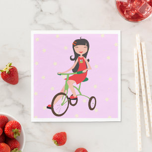 Girl Riding A Bike Papper Napkins Pappersservett