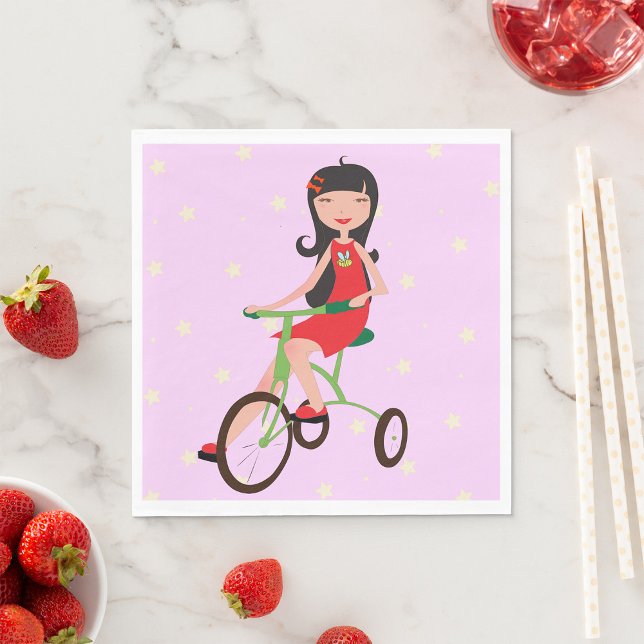Girl Riding A Bike Papper Napkins Pappersservett (Skapare uppladdad)