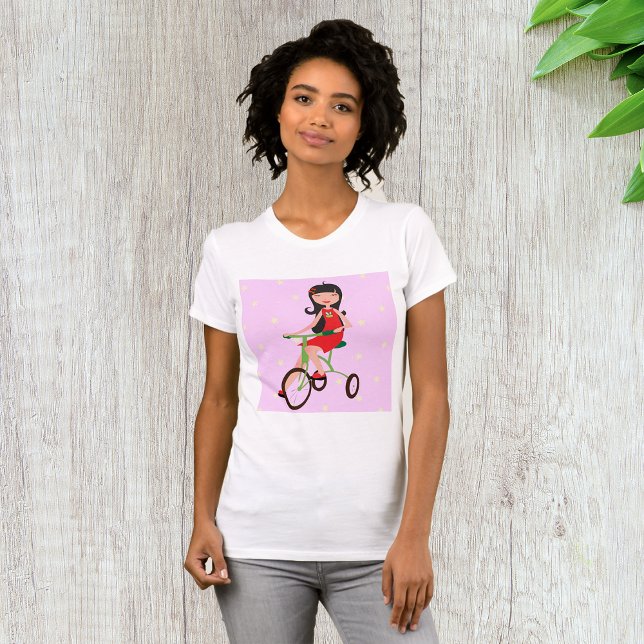 Girl Riding A Bike Womens T-Shirt (Skapare uppladdad)