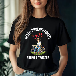 Girl Riding a Tractor Design T Shirt