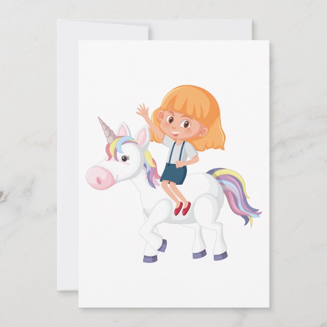 Girl Riding A Unicorn Inbjudningar (Framsida)