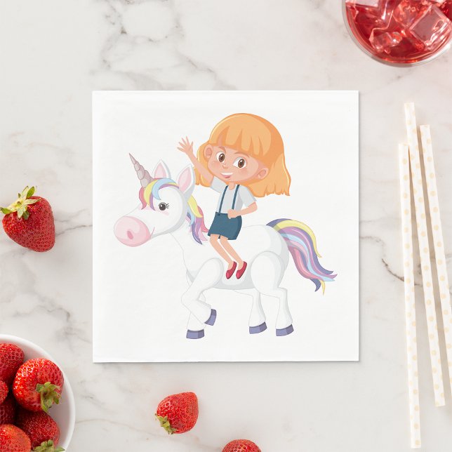 Girl Riding A Unicorn Pappersservett (Skapare uppladdad)
