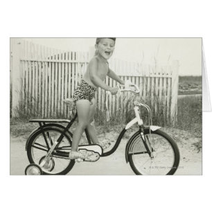 Girl Riding Bicycle Hälsningskort