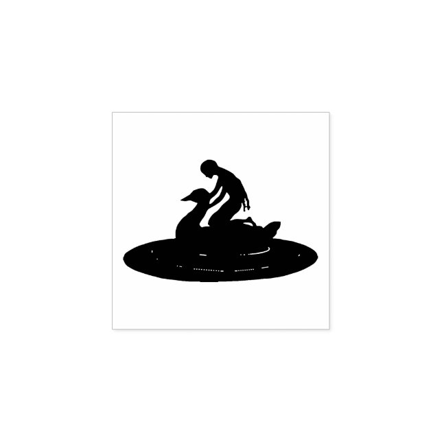 Girl Riding Svan Fairytale Fantasy Silhouette art Stämpel (Tryck)