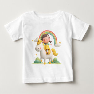 Girl Riding Unicorn with Rainbow - Cute fantasy T Shirt