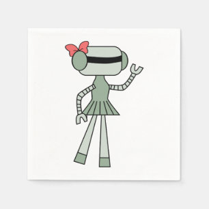 Girl Robot Papper Napkins Pappersservett