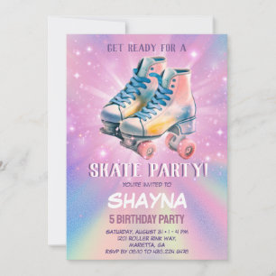 Girl Roller Skating Birthday Inbjudningar