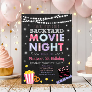 Girl Rosa Backyard Movie Natt Birthday Inbjudningar