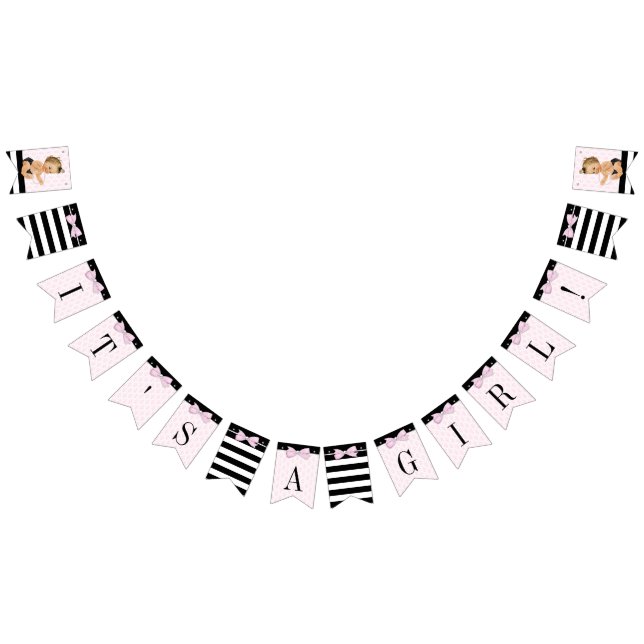 Girl Rosa Black Baby Shower Vimplar (Alla)