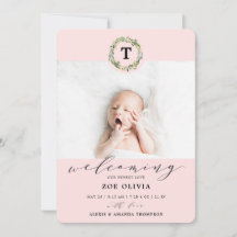 Girl Rosa Eucalyptus Greenery Monogram Baby Birth
