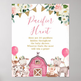 Girl Rosa Farm Baby Shower Nappar Hunt Poster