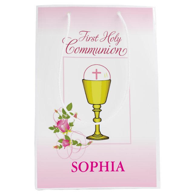 Girl Rosa First Heliga Communion Chalice Host Ro (Framsidan)